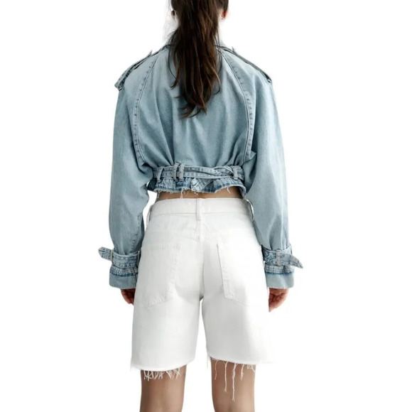 ZARA | Ecru | TRF LOOSE FIT DENIM SHORTS - Picture 7 of 12